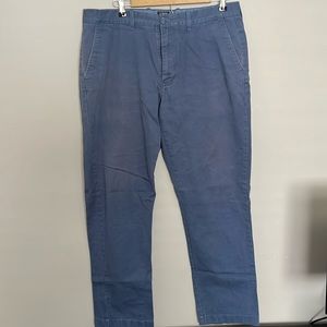 J.Crew men’s Sutton pants in overcast blue. Straight-fit flex khaki pant